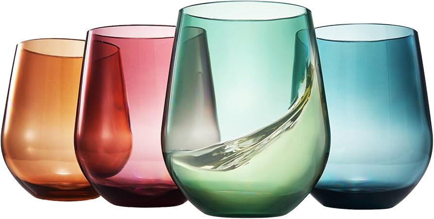 Amazon.com | Tritan BPA-Free Plastic Shatterproof Stemless Wine